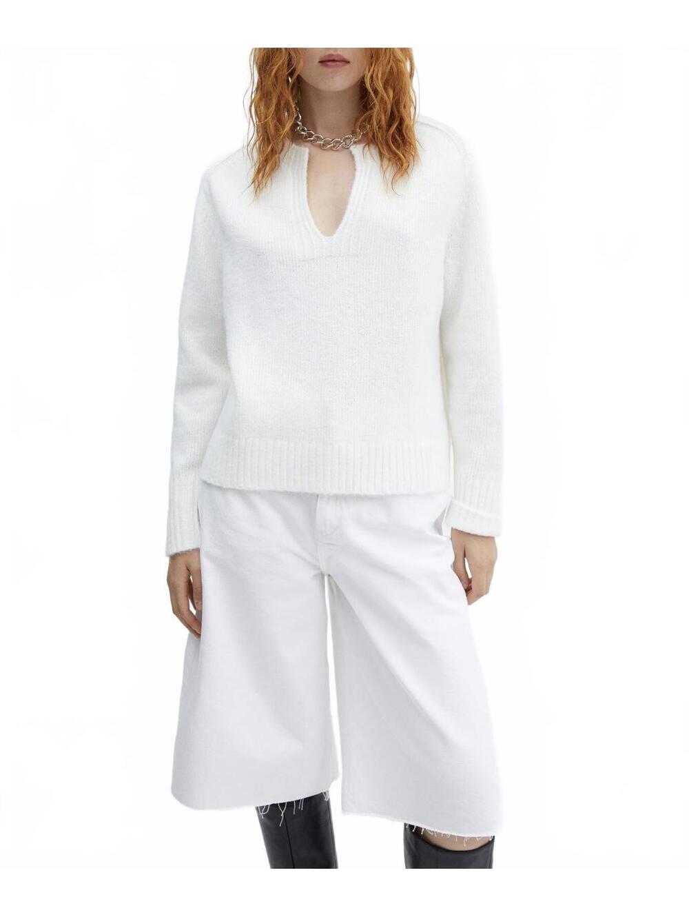Mango V-Neck Round-Neck Sweater NWT Nieves White Jersey XXL